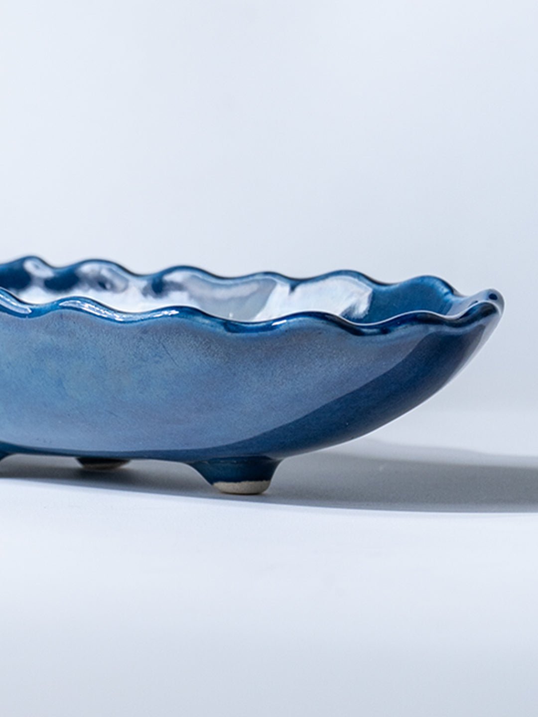 Vivid Blue Wavy Ceramic Platter Secondary image