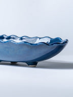 Vivid Blue Wavy Ceramic Platter - The Golden Theory
