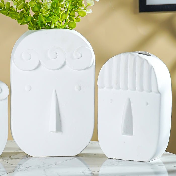 White Abstract Face Planter Set of 3 - The Golden Theory