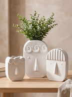 White Abstract Face Planter Set of 3 - The Golden Theory