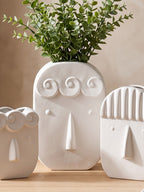 White Abstract Face Planter Set of 3 - The Golden Theory
