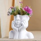 White Abstract Face Planter with Artistic Expression - The Golden Theory