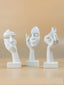 White Abstract Face Sculptures Set of 3 - The Golden Theory