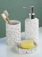 White and Black Speckled Ceramic Bathroom Set of 3 - The Golden Theory
