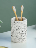 White and Black Speckled Ceramic Bathroom Set of 3 - The Golden Theory