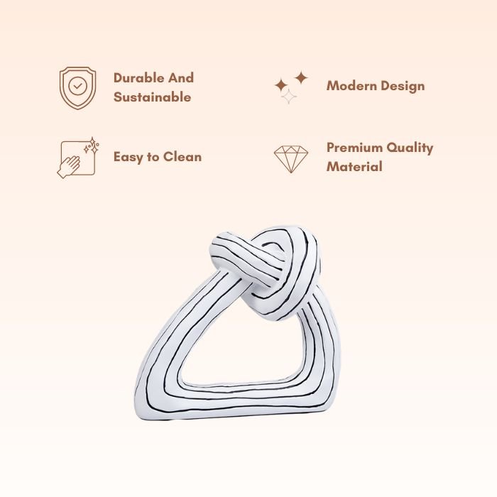 White and Black Striped Knot Sculpture - The Golden Theory