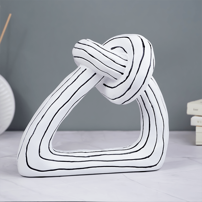White and Black Striped Knot Sculpture - The Golden Theory