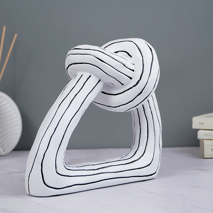 White and Black Striped Knot Sculpture - The Golden Theory