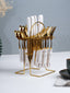 White and Gold Stainless Steel Cutlery Set of 24 - The Golden Theory