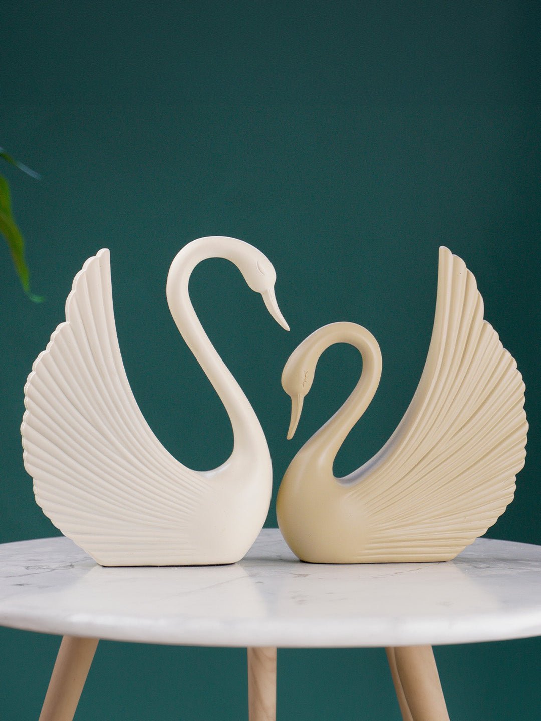 White and Gold Swan Couple Figurines - The Golden Theory Main image