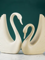 White and Gold Swan Couple Figurines - The Golden Theory