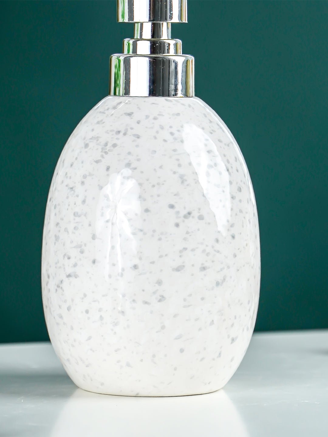 White and Gray Speckled Ceramic Soap Dispenser Secondary image