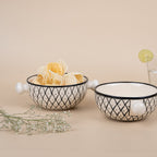 White Arabic Hand-Painted Ceramic Serving Bowl | Set of 2 - The Golden Theory