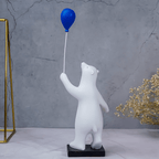 White Bear Figurine with Blue Balloon - The Golden Theory