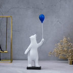 White Bear Figurine with Blue Balloon - The Golden Theory