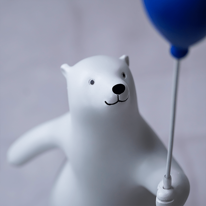White Bear Figurine with Blue Balloon - The Golden Theory