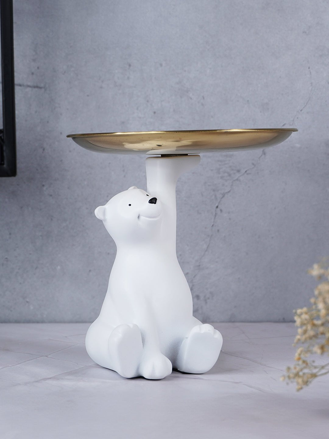 White Bear Figurine with Golden Tray - The Golden Theory