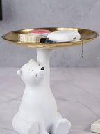 White Bear Figurine with Golden Tray - The Golden Theory