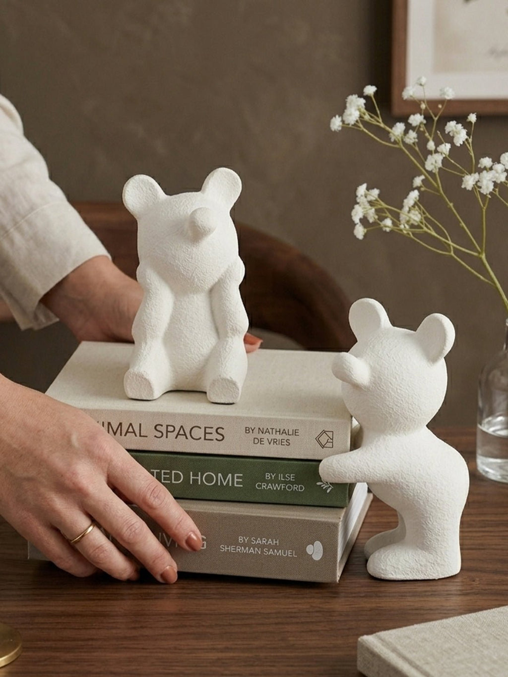 White Bear-Shaped Bookends - The Golden Theory