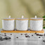 White Canister Set with Bamboo Lids and Tray - Set of 3 - The Golden Theory