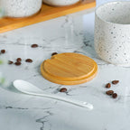 White Canister Set with Bamboo Lids and Tray - Set of 3 - The Golden Theory
