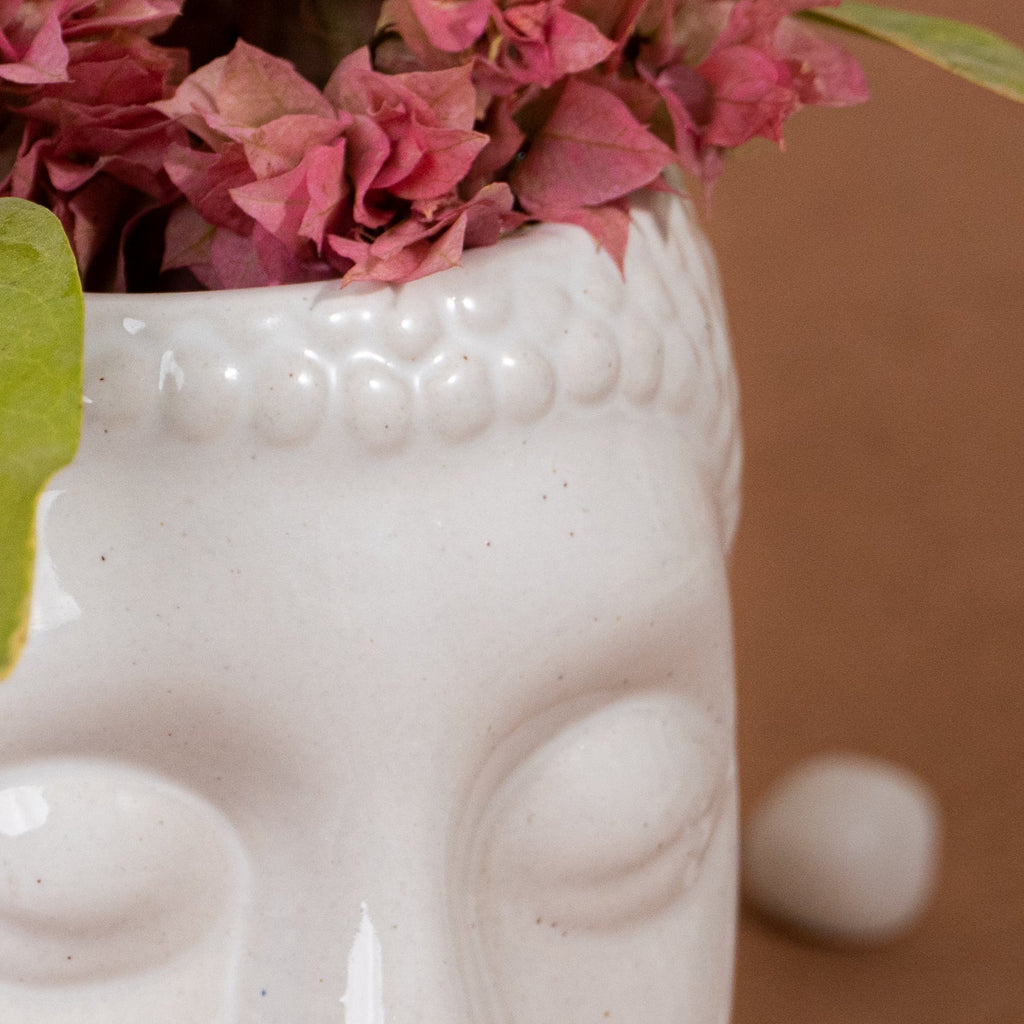 White Ceramic Buddha Planter - The Golden Theory
