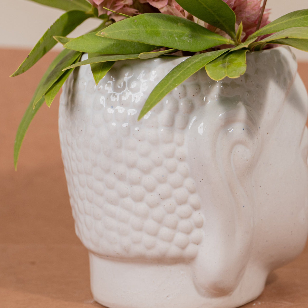 White Ceramic Buddha Planter - The Golden Theory