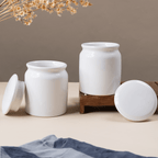 White Ceramic Canisters with Lids - Set of 2 - The Golden Theory