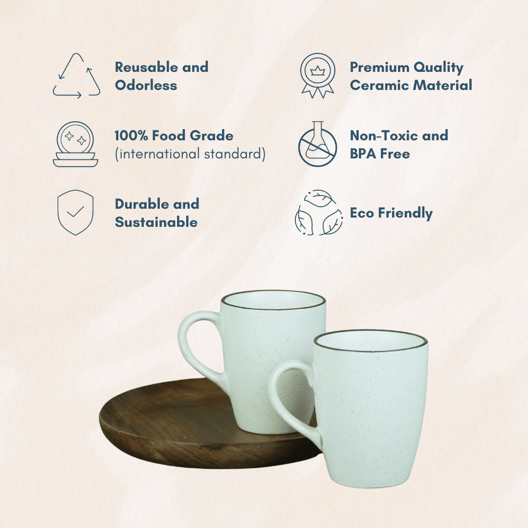 White Ceramic Coffee Mug with Black Border - The Golden Theory
