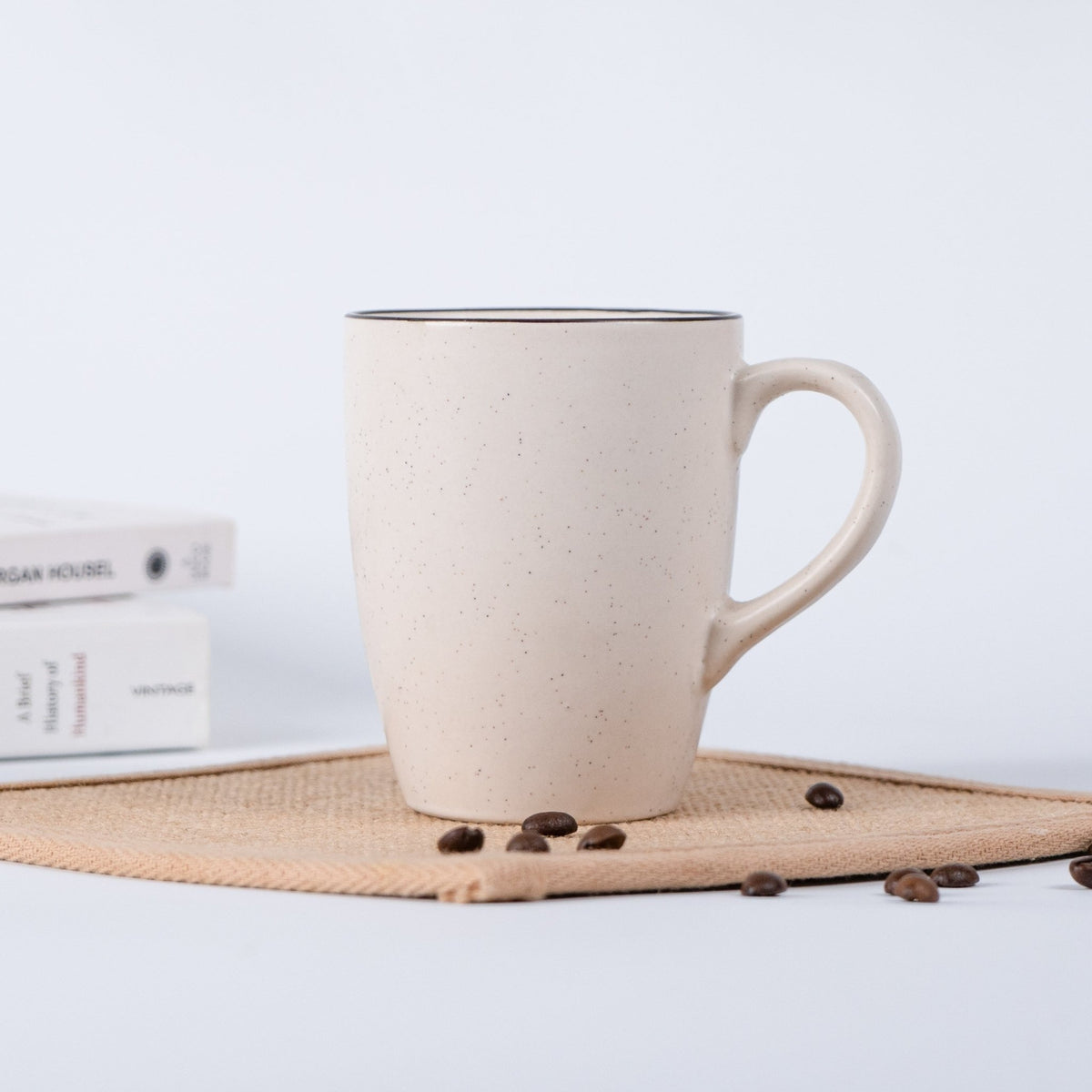 White Ceramic Coffee Mug with Black Border - The Golden Theory
