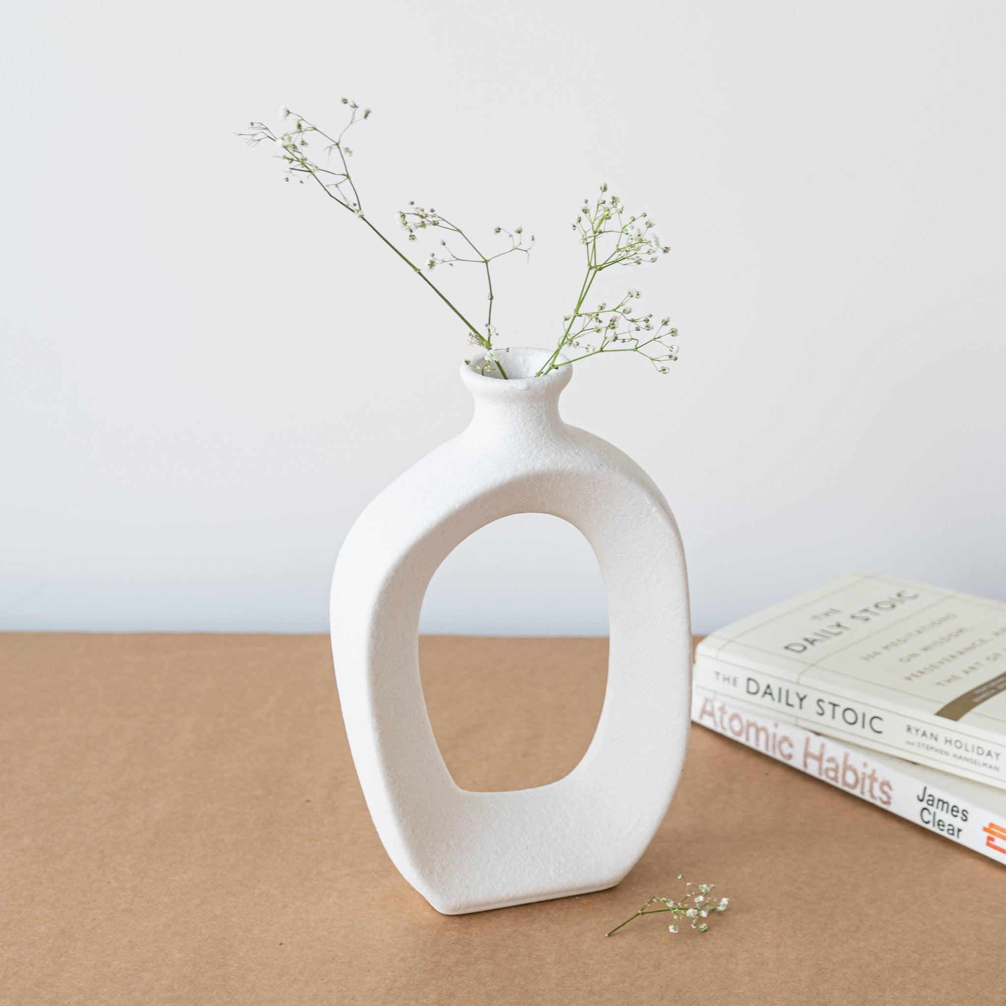 White Ceramic Decorative Vase - The Golden Theory