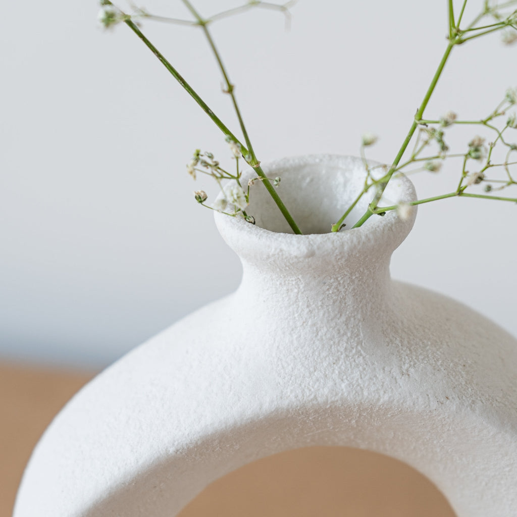 White Ceramic Decorative Vase - The Golden Theory