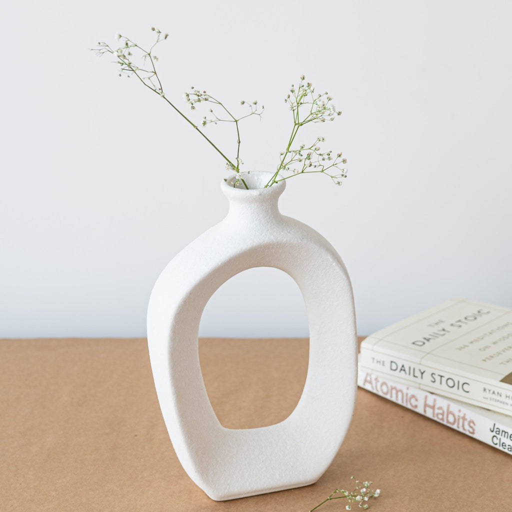 White Ceramic Decorative Vase - The Golden Theory