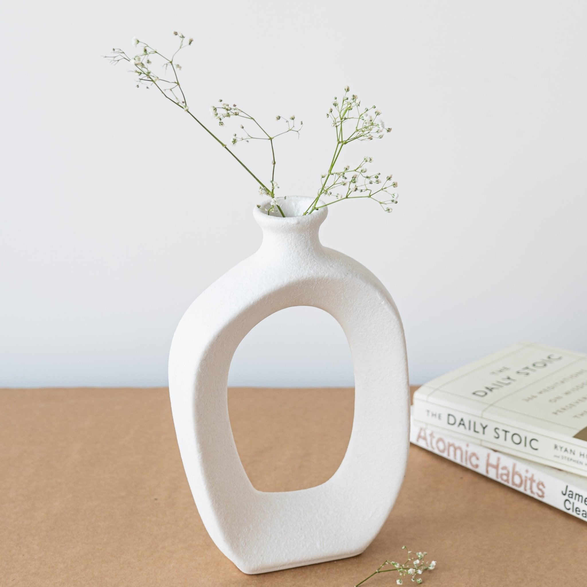 White Ceramic Decorative Vase - The Golden Theory