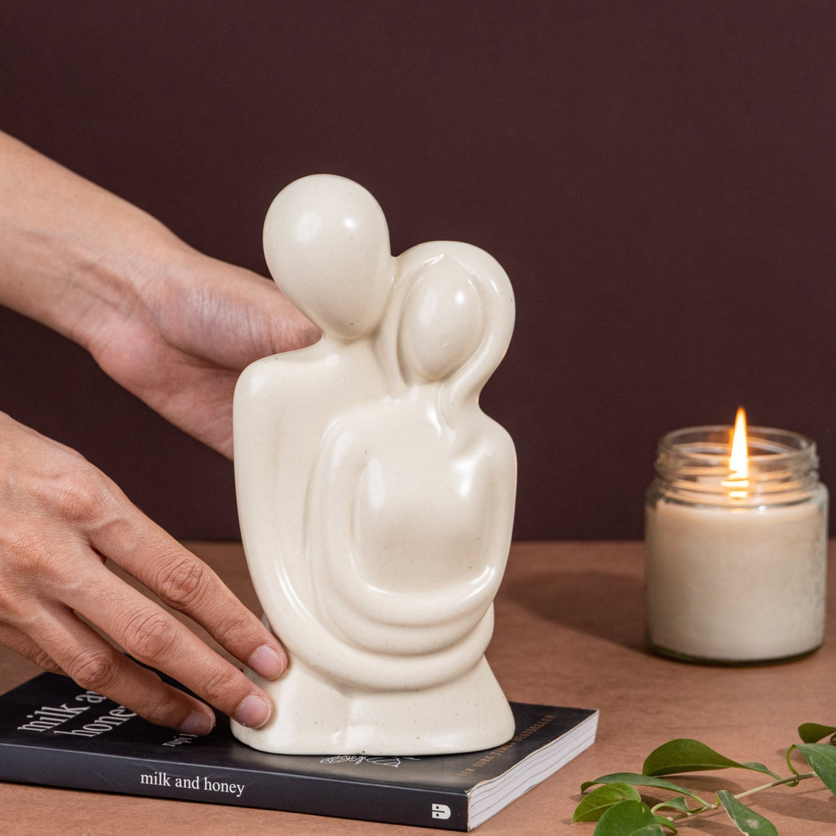 White Ceramic Embracing Couple - The Golden Theory