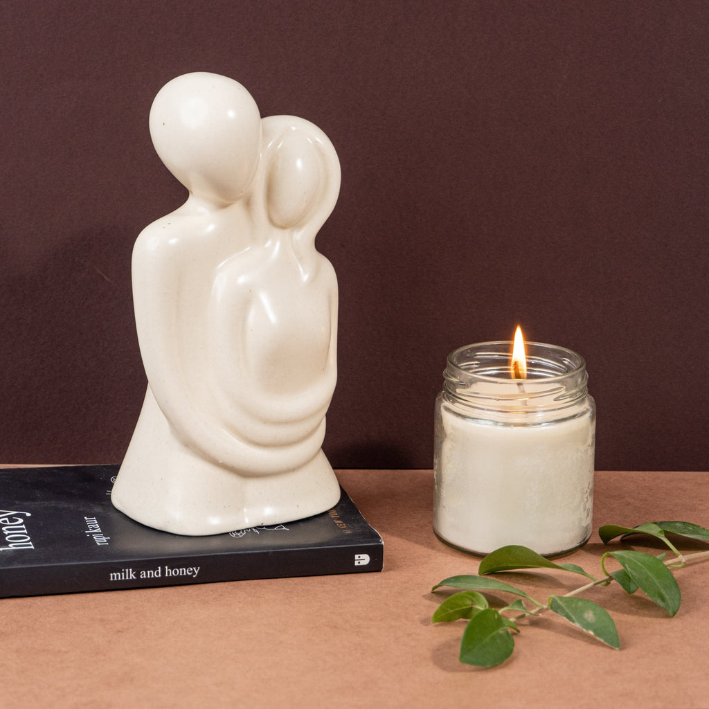 White Ceramic Embracing Couple - The Golden Theory