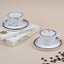 White Ceramic Espresso Cup and Saucer with Black Dots | Set of 2 - The Golden Theory
