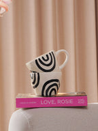 White Ceramic Mug with Hand-Painted Black Arch Design - The Golden Theory