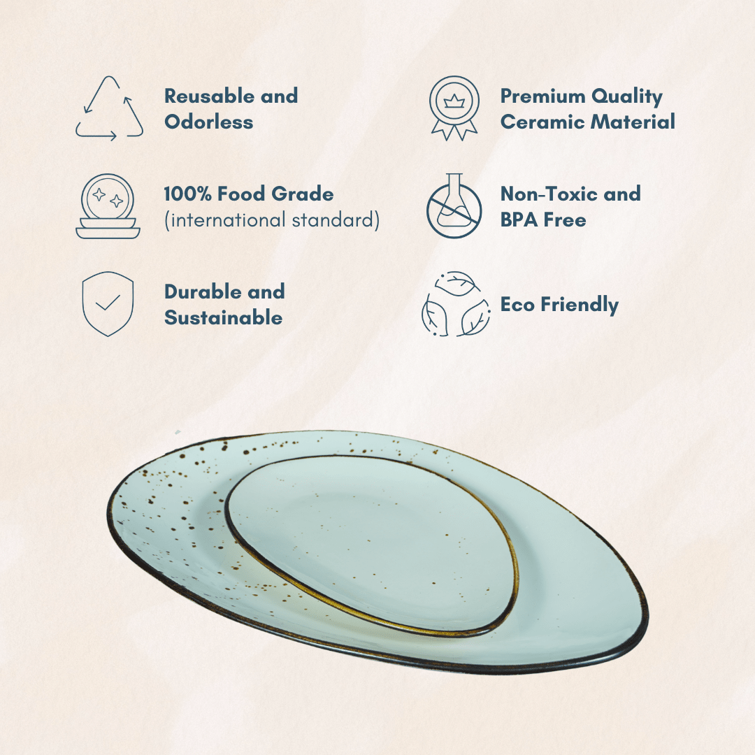 White Ceramic Oval Shaped Platter | Set of 2 - The Golden Theory