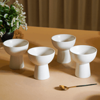 White Ceramic Pedestal Bowls Set of 4 - The Golden Theory