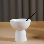 White Ceramic Pedestal Bowls Set of 4 - The Golden Theory