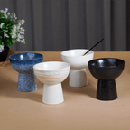 White Ceramic Pedestal Bowls Set of 4 - The Golden Theory