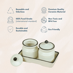 White Ceramic Pickle Jar Set | Set of 2 - The Golden Theory