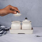 White Ceramic Pickle Jar Set | Set of 2 - The Golden Theory