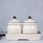 White Ceramic Pickle Jar Set | Set of 2 - The Golden Theory