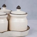 White Ceramic Pickle Jar Set | Set of 3 - The Golden Theory