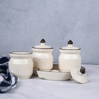 White Ceramic Pickle Jar Set | Set of 3 - The Golden Theory