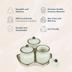 White Ceramic Pickle Jar Set | Set of 3 - The Golden Theory