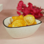 White Ceramic Pyramid Serving Bowl with Black Border - The Golden Theory
