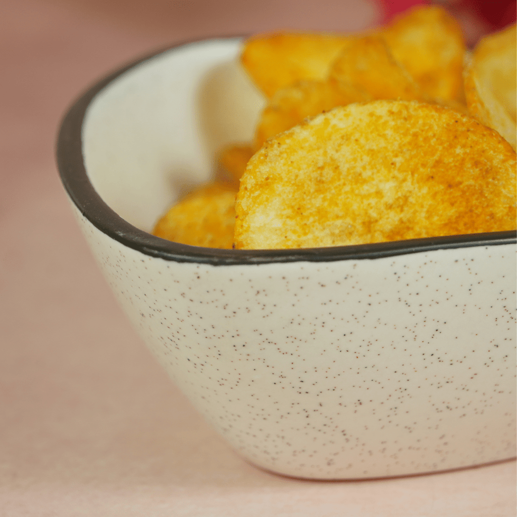 White Ceramic Pyramid Serving Bowl with Black Border - The Golden Theory
